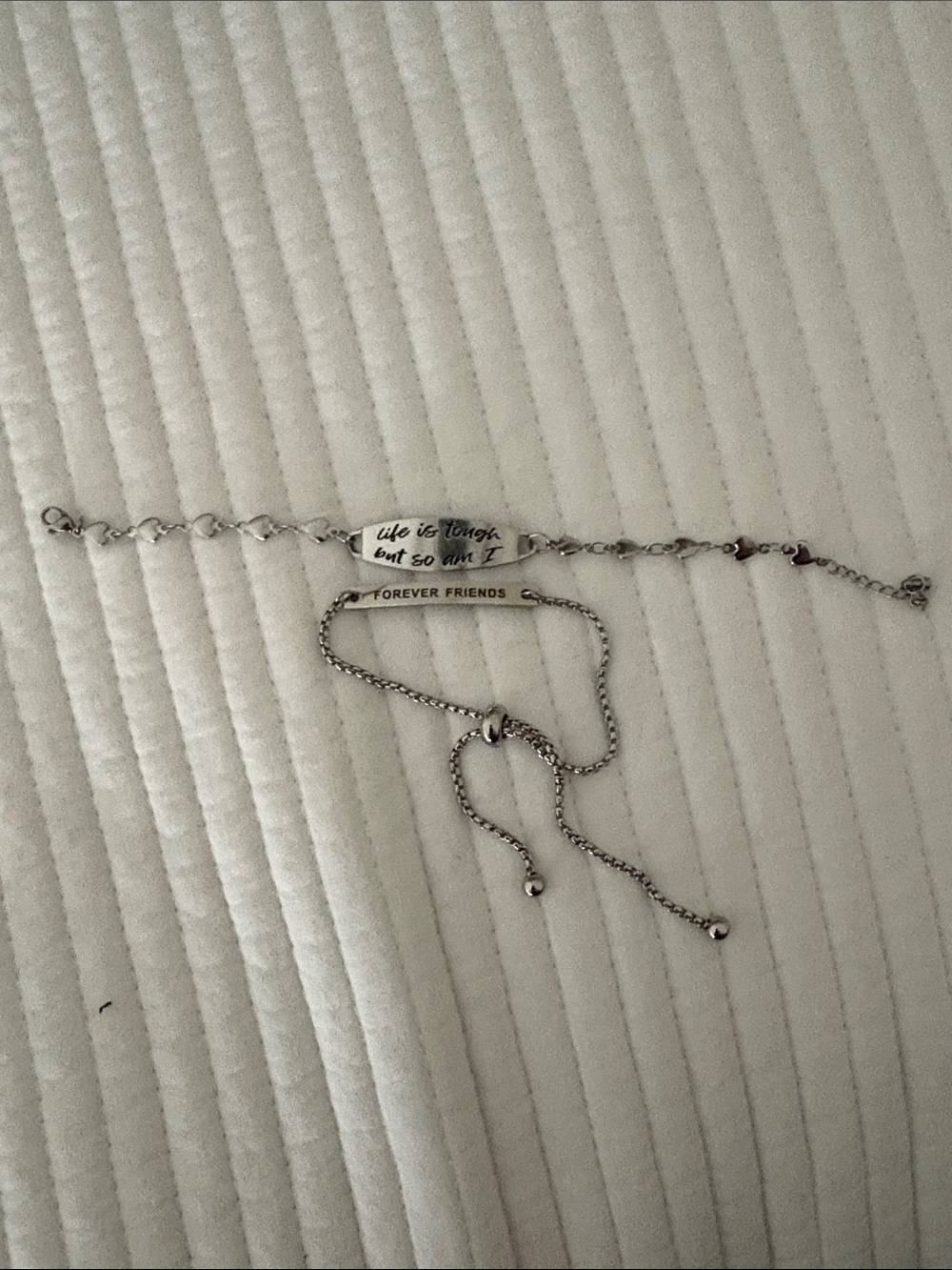 Silver 'Forever Friends' Inspirational Bar Bracelet - Silver Tone